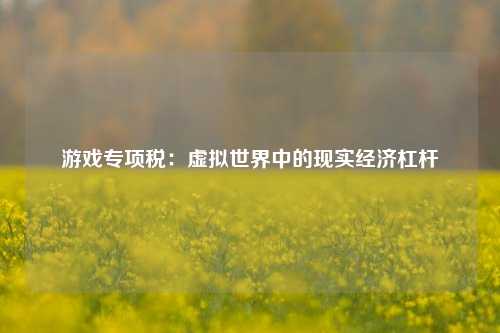 游戏专项税:虚拟世界中的现实经济杠杆