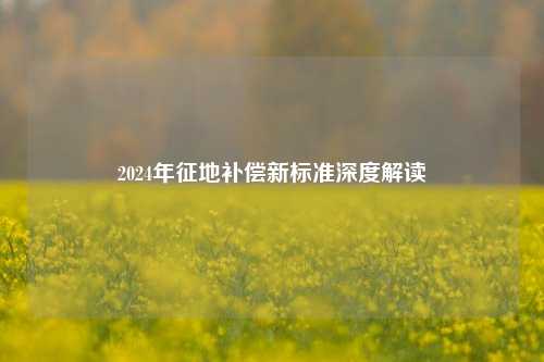 2024年征地补偿新标准深度解读